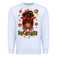 White december girl christmas afro messy bun Premium Sweatshirt - texasbilliewilder