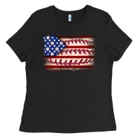 Black Baseball American flag Ladies Tee - Neo Western
