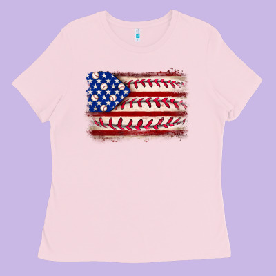 Baseball American Flag Ladies Tee Designed By Neo Western