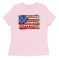 Bubblegum Pink Baseball American flag Ladies Tee - Neo Western