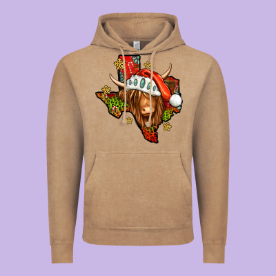 Shaggy Cow Texas Christmas Vintage Hoodie Designed By Jasminsmagicworld