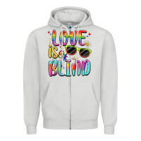 Dove Grey love is blind Zipper Hoodie - Artiststas