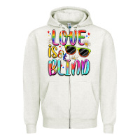 Oatmeal Heather love is blind Zipper Hoodie - Artiststas