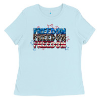 Baby Blue Freedom freedom freedom 4th of july Ladies Tee - CowGirlArtShop