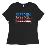 Black Freedom freedom freedom 4th of july Ladies Tee - CowGirlArtShop