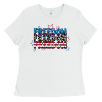 White Freedom freedom freedom 4th of july Ladies Tee - CowGirlArtShop