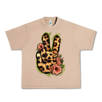 Burro Leopard Floral Peace Sign Urban Heavy Tee - Jasminsmagicworld