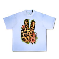 Grape Ice Leopard Floral Peace Sign Urban Heavy Tee - Jasminsmagicworld