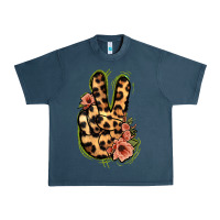 Midnight Navy Leopard Floral Peace Sign Urban Heavy Tee - Jasminsmagicworld