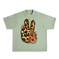 Oil Green Leopard Floral Peace Sign Urban Heavy Tee - Jasminsmagicworld