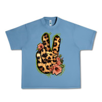 Pebble Blue Leopard Floral Peace Sign Urban Heavy Tee - Jasminsmagicworld