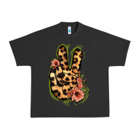 Pigment Black Leopard Floral Peace Sign Urban Heavy Tee - Jasminsmagicworld