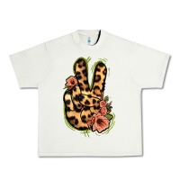 Pistachio Leopard Floral Peace Sign Urban Heavy Tee - Jasminsmagicworld