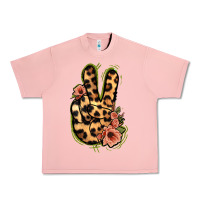 Salmon Leopard Floral Peace Sign Urban Heavy Tee - Jasminsmagicworld