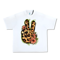 White Leopard Floral Peace Sign Urban Heavy Tee - Jasminsmagicworld