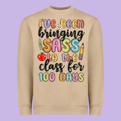 I Ve Been Bringing Sass To The Class For 100 Days Heavyweight Sweatshirt Designed By Maliassmallbusiness