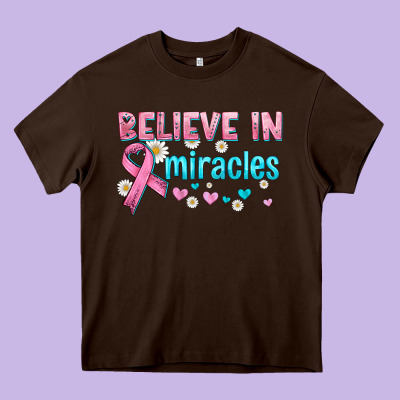 Believe In Miracles With Ribbon Heavy Core Tee Designed By Hra Design Shop