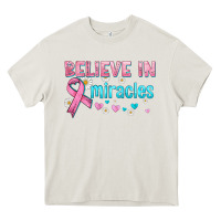 Cream believe in miracles with ribbon Heavy Core Tee - HRA Design Shop