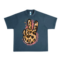 Midnight Navy Pink Glitter Leopard Peace Sign Urban Heavy Tee - Jasminsmagicworld