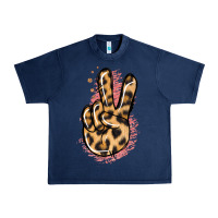 Navy Pink Glitter Leopard Peace Sign Urban Heavy Tee - Jasminsmagicworld
