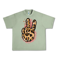 Pink Glitter Leopard Peace Sign Urban Heavy Tee | Teevron
