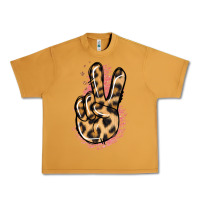 Peanut Butter Pink Glitter Leopard Peace Sign Urban Heavy Tee - Jasminsmagicworld