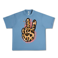 Pebble Blue Pink Glitter Leopard Peace Sign Urban Heavy Tee - Jasminsmagicworld