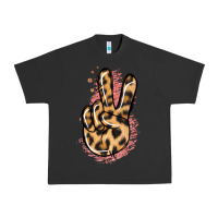 Pigment Black Pink Glitter Leopard Peace Sign Urban Heavy Tee - Jasminsmagicworld