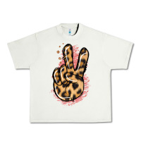 Pistachio Pink Glitter Leopard Peace Sign Urban Heavy Tee - Jasminsmagicworld