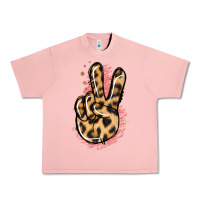 Salmon Pink Glitter Leopard Peace Sign Urban Heavy Tee - Jasminsmagicworld