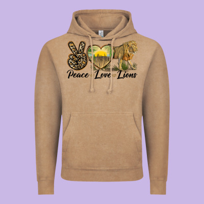 Peace Love Lions Vintage Hoodie Designed By Lillyallendesigns
