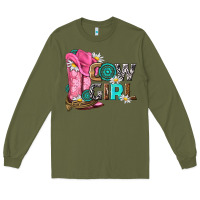 Army Green western cowgirl Long Sleeve Tee - NancyCooperArtShop