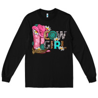 Black western cowgirl Long Sleeve Tee - NancyCooperArtShop