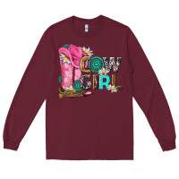 Burgundy western cowgirl Long Sleeve Tee - NancyCooperArtShop