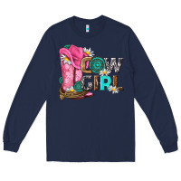 Navy western cowgirl Long Sleeve Tee - NancyCooperArtShop