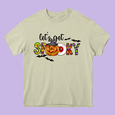 Let's Get Spooky Heavy Core Tee Designed By Cowhidedigitalart