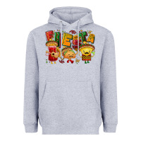 Heather Grey Fiesta with taco, nacho, souce Heavyweight Hoodie - NancyCooperArtShop