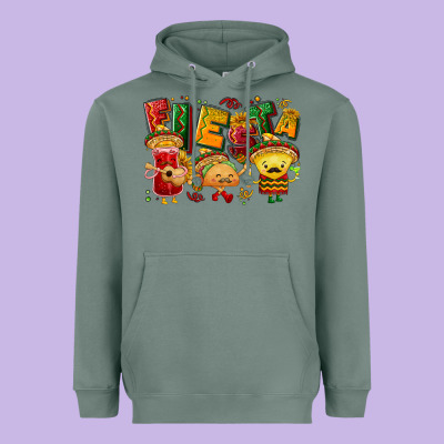 Fiesta With Taco, Nacho, Souce Heavyweight Hoodie Designed By Nancycooperartshop