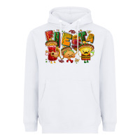 White Fiesta with taco, nacho, souce Heavyweight Hoodie - NancyCooperArtShop