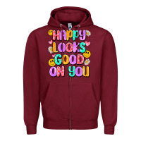 Burgundy happy looks good on you Zipper Hoodie - Artiststas