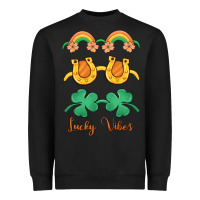 Black lucky vibes st. patrick's day Heavyweight Sweatshirt - MaliasSmallBusiness
