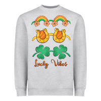 Heather Grey lucky vibes st. patrick's day Heavyweight Sweatshirt - MaliasSmallBusiness