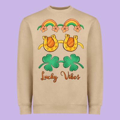 Lucky Vibes St. Patrick's Day Heavyweight Sweatshirt Designed By Maliassmallbusiness