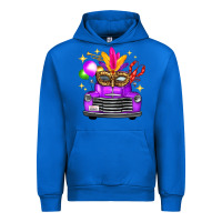 Cobalt Mardi Gras Truck Leopard Mask Urban Hoodie - FaDigitalArtStudio