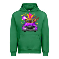 Emerald Mardi Gras Truck Leopard Mask Urban Hoodie - FaDigitalArtStudio