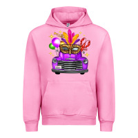 Fuchsia Pink Mardi Gras Truck Leopard Mask Urban Hoodie - FaDigitalArtStudio