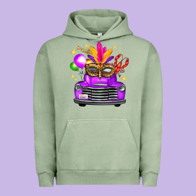 Mardi Gras Truck Leopard Mask Urban Hoodie Designed By Fadigitalartstudio