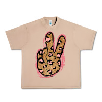 Burro Gold Glitter Pink Leopard Peace Sign Urban Heavy Tee - Jasminsmagicworld