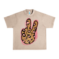 French Oak Gold Glitter Pink Leopard Peace Sign Urban Heavy Tee - Jasminsmagicworld