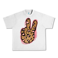 Lunar Rock Gold Glitter Pink Leopard Peace Sign Urban Heavy Tee - Jasminsmagicworld